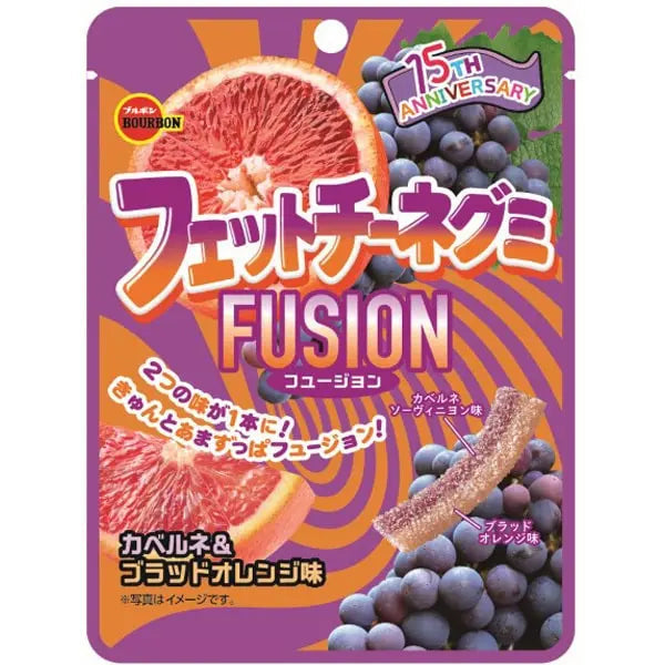 Bourbon Fettucine Shaped Fusion Gummy Candy Grape & Orange Flavour