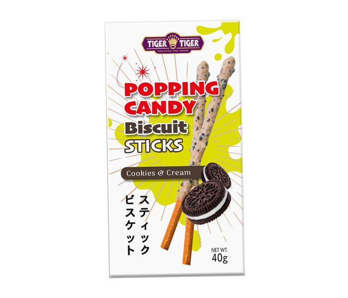 Tiger Tiger Popping Candy Biscuit Sticks Cookies & Cream
