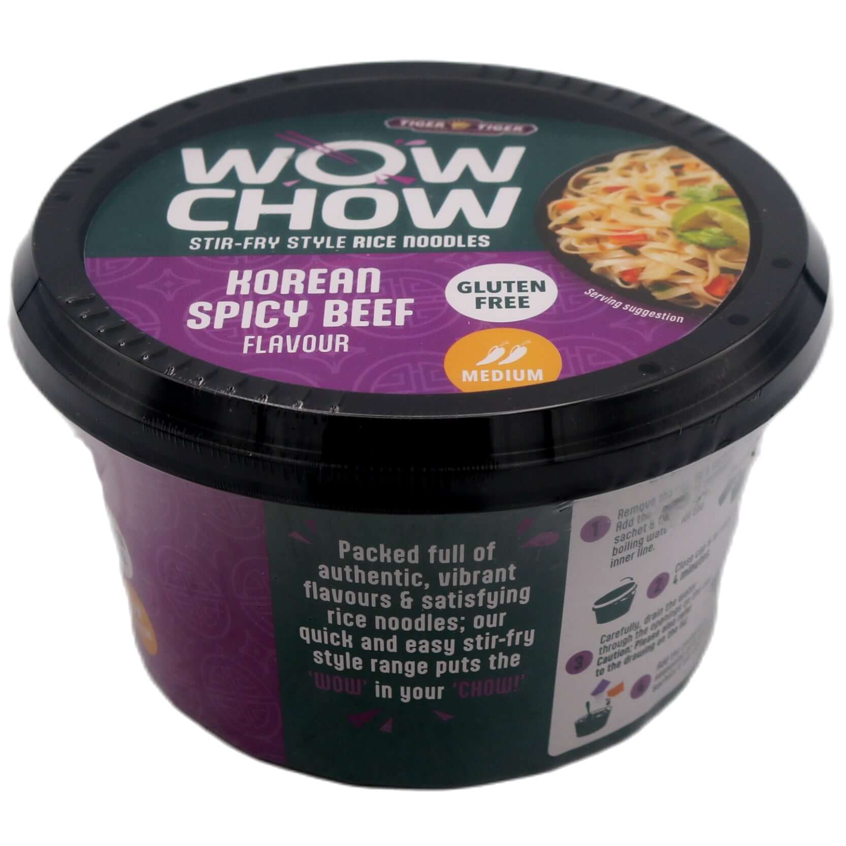 Tiger Tiger Wow Chow Stir Fry Rice Noodles Korean Spicy Beef Flavour