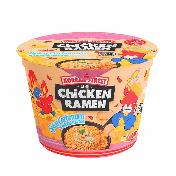 Korean Street Ramen Bowl Spicy Carbonara and Chicken Flavour