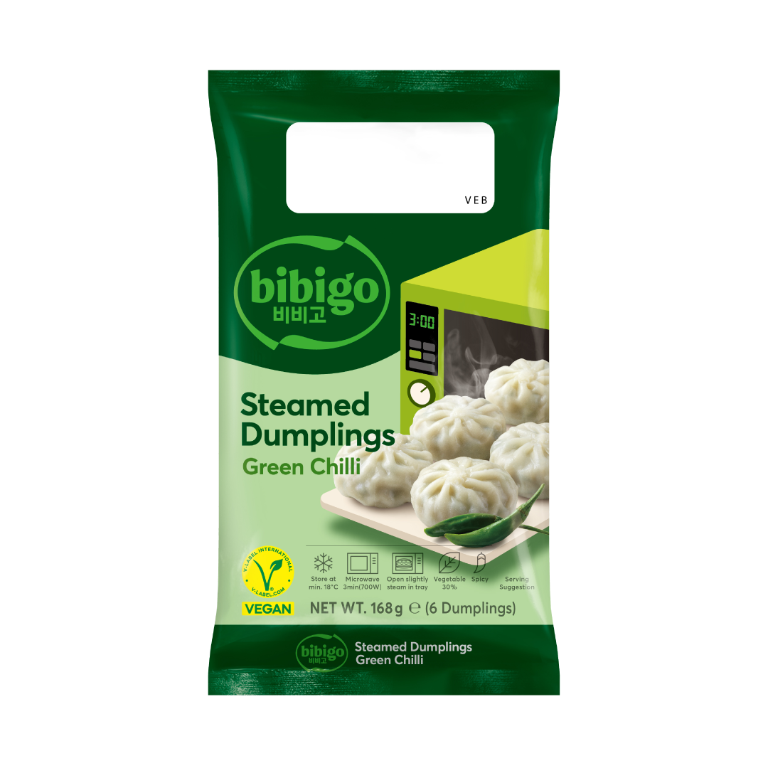 Bibigo Steamed Dumplings Green Chilli Tray