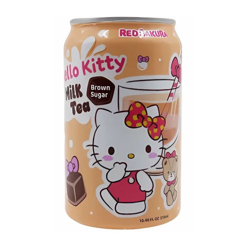 Red Sakura Hello Kitty Brown Sugar Milk Tea Can